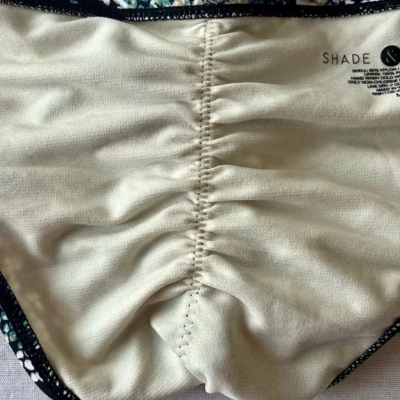 Lg NEW Shade & Shore Cheeky Triangle Tie Ruched Bikini‎ Bottoms Blue Snakeskin - Picture 4 of 8